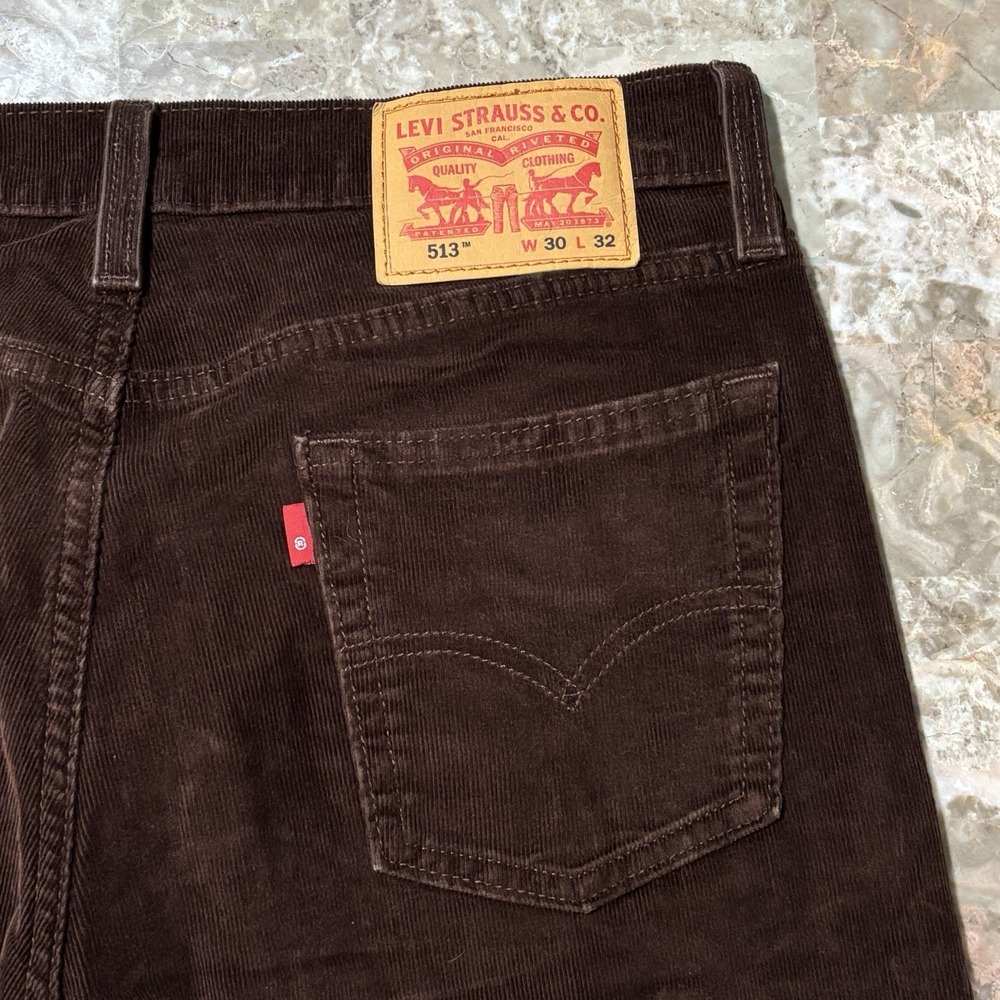 Levi's Pants Mens 30x32 (fits 32x31) Brown 513 Slim Straight Corduroy Casual